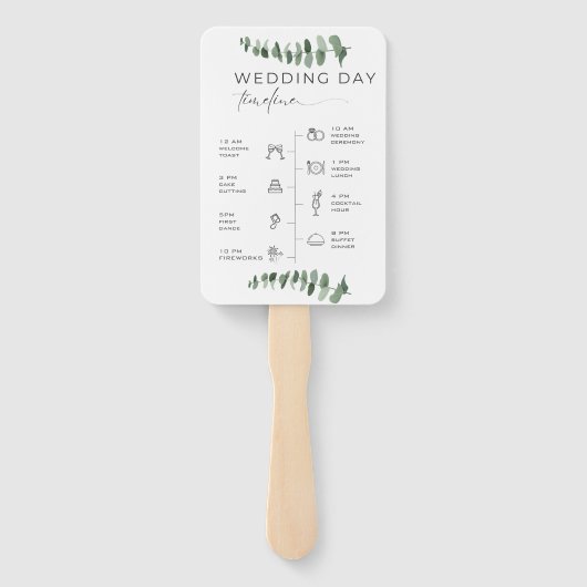 Elegant Eucalyptus Waterverf Wedding Programme Handwaaier (Achterkant)