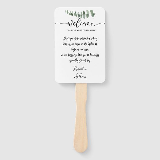 Elegant Eucalyptus Waterverf Wedding Programme Handwaaier (Voorkant)