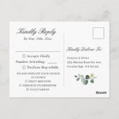 Elegant Eucalyptus Waterverf Wedding RSVP Briefkaart (Achterkant)