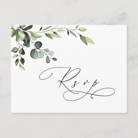Elegant Eucalyptus Waterverf Wedding RSVP Briefkaart (Voorkant)