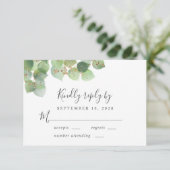 Elegant Eucalyptus Waterverf Wedding RSVP Kaartje (Staand voorkant)