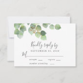 Elegant Eucalyptus Waterverf Wedding RSVP Kaartje (Voorkant)