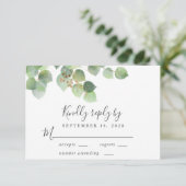 Elegant Eucalyptus Waterverf Wedding RSVP Kaartje (Staand voorkant)