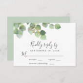 Elegant Eucalyptus Waterverf Wedding RSVP Kaartje (Voorkant / Achterkant)