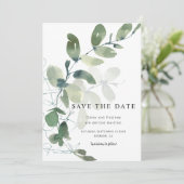 Elegant Eucalyptus Waterverf Wedding Save The Date (Staand voorkant)