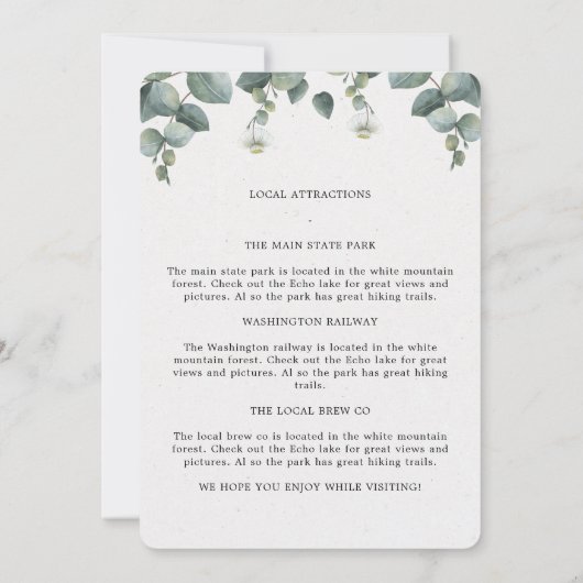 Elegant Eucalyptus Weddendag Aankondiging (Achterkant)