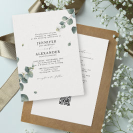 Elegant Eucalyptus Weddenschap Alle in één RSVP QR Kaart