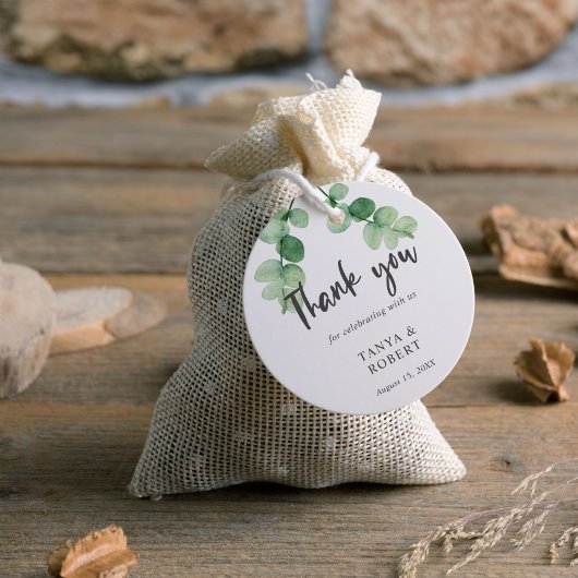 Elegant Eucalyptus Weddenschap Bedankt Calligrafie Bedankjes Labels