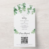 Elegant Eucalyptus Weddenschap Botanische QR-code All In One Uitnodiging (Binnen)