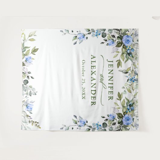 Elegant Eucalyptus Weddenschap Foto Booth Backdrop Wandkleed (Voorkant (horizontaal))