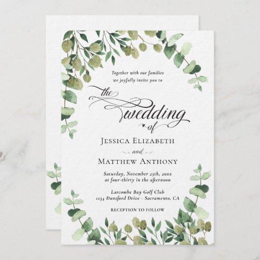 Elegant Eucalyptus Weddenschap Kaart (Voorkant / Achterkant)