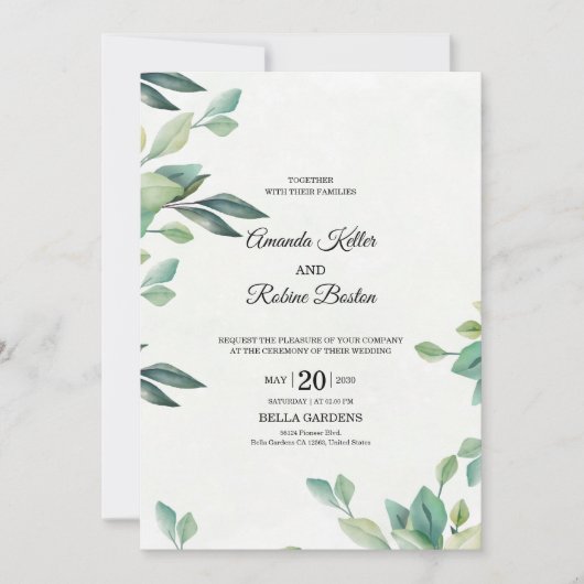 Elegant Eucalyptus Weddenschap Kaart (Voorkant)