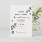 Elegant Eucalyptus Weddenschap Kaart (Staand voorkant)