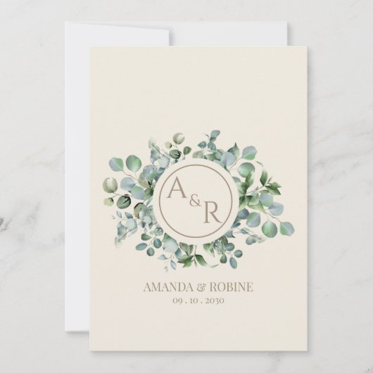 Elegant Eucalyptus Weddenschap Kaart (Voorkant)