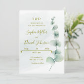 Elegant Eucalyptus Weddenschap Kaart (Staand voorkant)