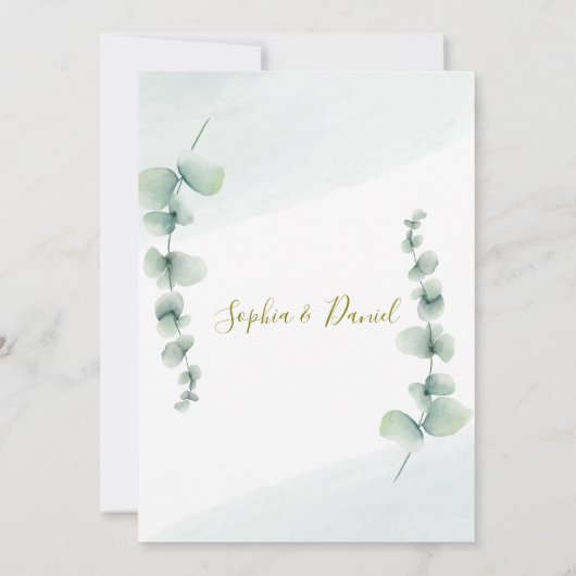 Elegant Eucalyptus Weddenschap Kaart (Achterkant)