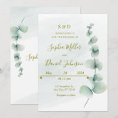 Elegant Eucalyptus Weddenschap Kaart (Voorkant / Achterkant)