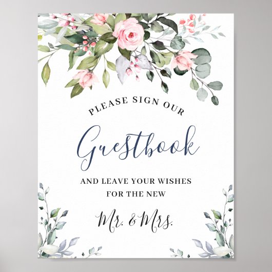 Elegant Eucalyptus Weddenschap Ons Guestbook Poster (Voorkant)
