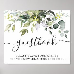 Elegant Eucalyptus Weddenschap Ons Guestbook Poster