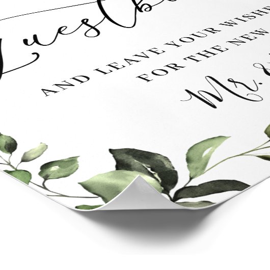 Elegant Eucalyptus Weddenschap Ons Guestbook Poster (Hoek)