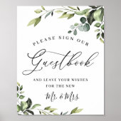 Elegant Eucalyptus Weddenschap Ons Guestbook Poster (Voorkant)