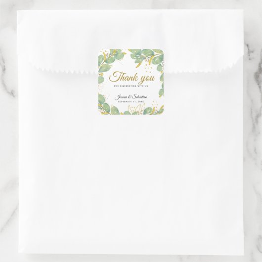Elegant Eucalyptus Weddenschap Vierkante Sticker (Tas)