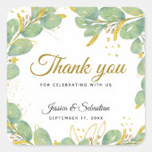 Elegant Eucalyptus Weddenschap Vierkante Sticker (Voorkant)