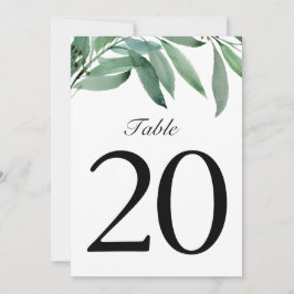 Elegant Eucalyptus Weddenschap White Table Number