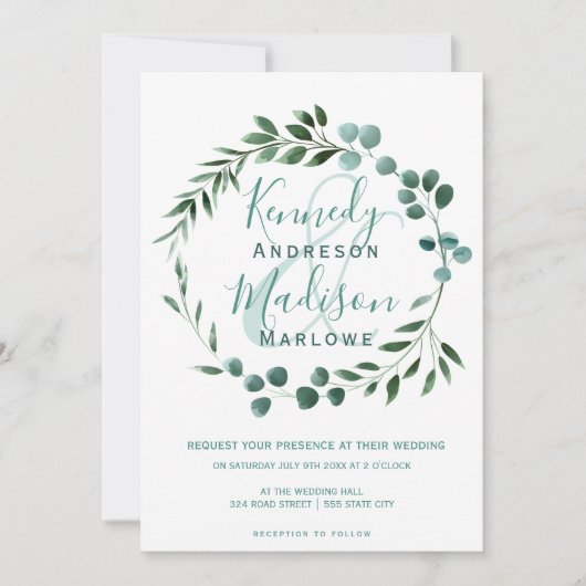 Elegant Eucalyptus Wedding Ampersand Kaart (Voorkant)