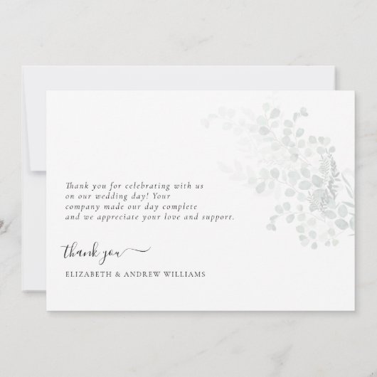 Elegant Eucalyptus Wedding Bedankkaart (Achterkant)