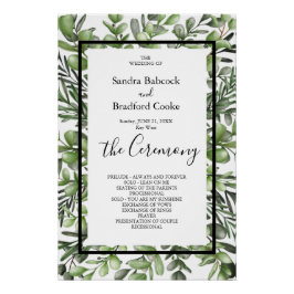 Elegant Eucalyptus Wedding Ceremony Program Hand Perfect Poster