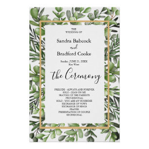 Elegant Eucalyptus Wedding Ceremony Program Hand Perfect Poster