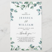 Elegant Eucalyptus Wedding Ceremony Programme (Voorkant)