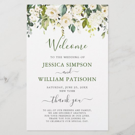 Elegant Eucalyptus Wedding Ceremony Programme (Voorkant)