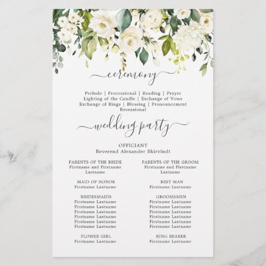 Elegant Eucalyptus Wedding Ceremony Programme (Achterkant)
