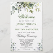 Elegant Eucalyptus Wedding Ceremony Programme (Voorkant)