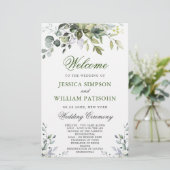 Elegant Eucalyptus Wedding Ceremony Programme (Staand voorkant)