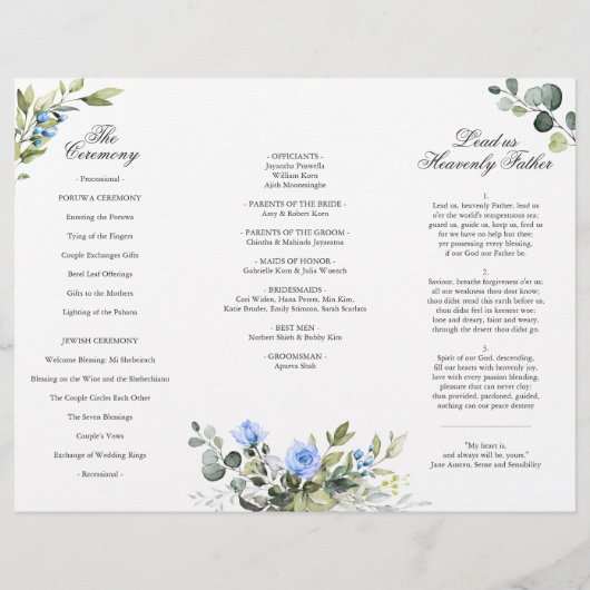 Elegant Eucalyptus Wedding Ceremony Programme (Achterkant)