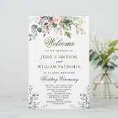 Elegant Eucalyptus Wedding Ceremony Programme (Staand voorkant)