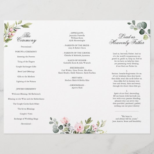 Elegant Eucalyptus Wedding Ceremony Programme (Achterkant)