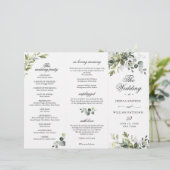 Elegant Eucalyptus Wedding Ceremony Programme (Staand voorkant)