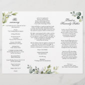 Elegant Eucalyptus Wedding Ceremony Programme (Achterkant)
