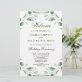 Elegant Eucalyptus Wedding Ceremony Programme (Staand voorkant)