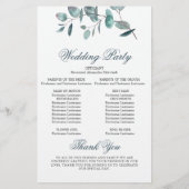 Elegant Eucalyptus Wedding Ceremony Programme (Achterkant)