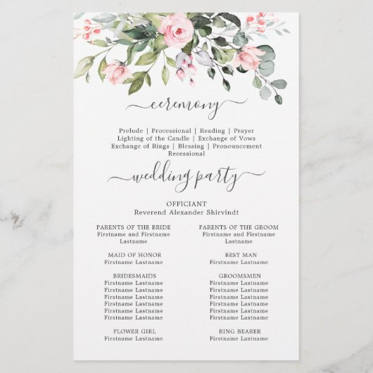 Elegant Eucalyptus Wedding Ceremony Programme (Achterkant)
