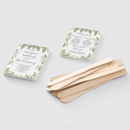 Elegant Eucalyptus Wedding Ceremony Programme Handwaaier (Niet-gemonteerd)
