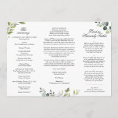 Elegant Eucalyptus Wedding Ceremony Programme Kaart (Achterkant)