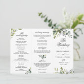 Elegant Eucalyptus Wedding Ceremony Programme Kaart (Staand voorkant)