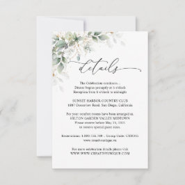 Elegant Eucalyptus Wedding Details Card RSVP Kaartje