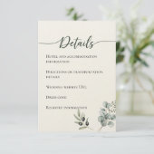 Elegant Eucalyptus Wedding Details Kaart (Staand voorkant)